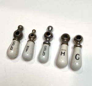 Original Antique Vintage Porcelain Hot & Cold Water Faucet Handles Salvage LOT - Picture 1 of 3