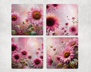 Four Neoprene Drink Coasters -Impressionism Sunflowers - Bild 1 von 5