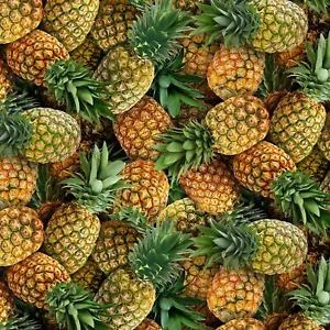 Piñas de oro Food Festival empaquetadas de tela 100 % algodón por yarda - Imagen 1 de 1