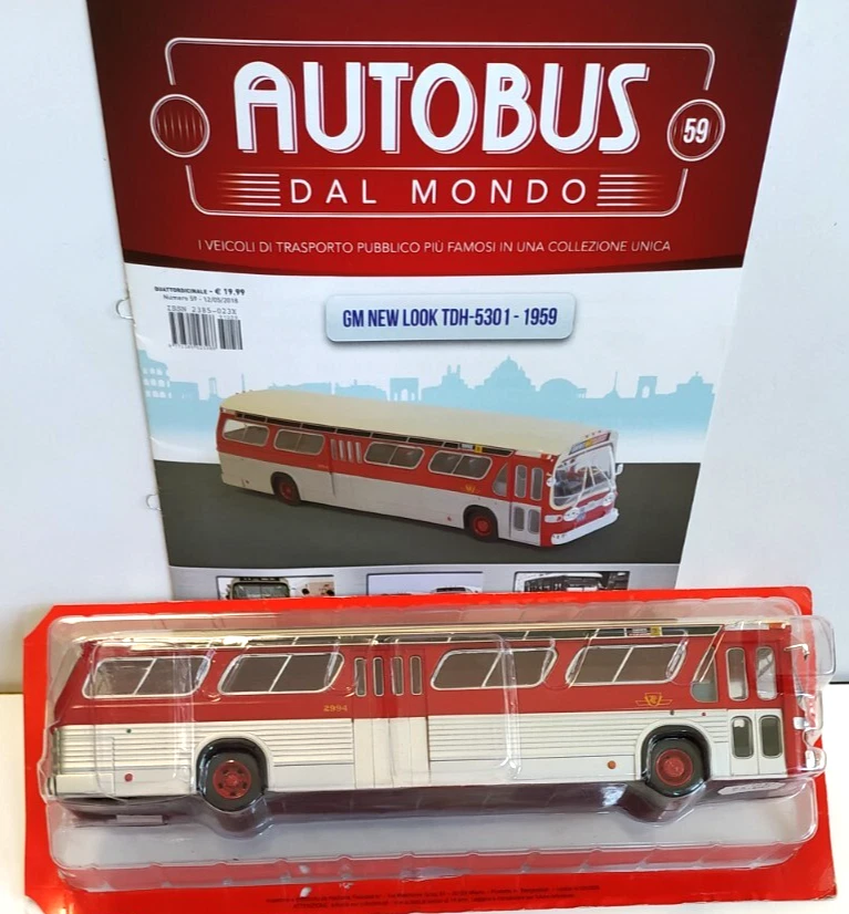 HACHETTE AUTOBUS DAL MONDO 1:43 BUS GM NEW LOOK TDH-5301 1959   CON FASCICOLO 59 - Immagine 1 di 1