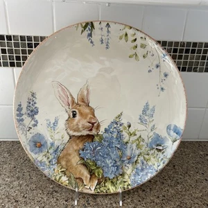 Southern Living Bunny Rabbit Floral Round Platter 14.75 ” Diameter New Dillards - Picture 1 of 9