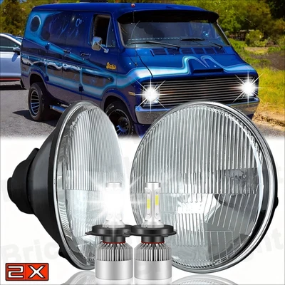Faros LED de 7 pulgadas Hi-Lo Halo DRL para camioneta Dodge B100 1971 1972 1973 1974 2 piezas Foto 1 de 4