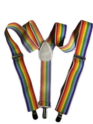 Bretelle Arcobaleno Bambini Clip in Metallo, Regolabile, Accessorio Clown, Clip a Y - Immagine 1 di 4