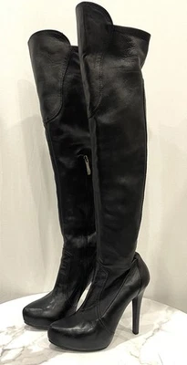 Gianmarco Lorenzi LeatherOver The Knee 4.5”Platform Boots Made In Italy Size 37 - Image 1 of 4