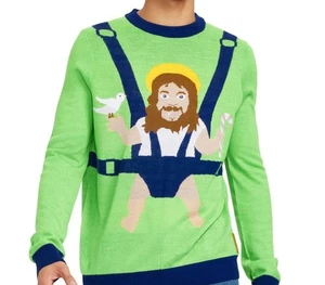 Maglione Natale Brutto Uomo Medio Dolce Bambino Gesù Tipsy Elfi Pullover Vacanze - Foto 1 di 4