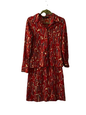 Roberto Firense Italy  70s Skirt and top set polyester orange black white Sz 8 - Image 1 of 4