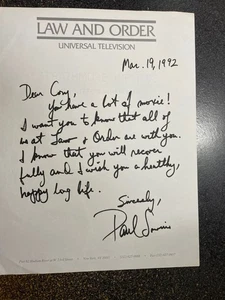 Paul Sorvino signierter persönlicher Brief RAR Unikat. Sehr schön, Law & Order - Bild 1 von 1