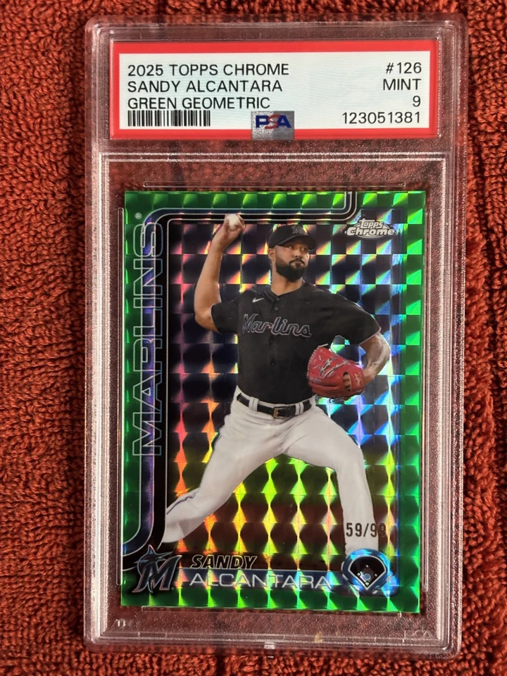 2025 Topps Chrome - Sandy Alcantara #126 Green Geometric Refractor /99 MINT 9 - Image 1 of 2