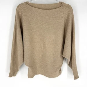 Maglione donna Gaberly collo barca sciolto accogliente marrone chiaro manica a pipistrello taglia unica - Foto 1 di 5