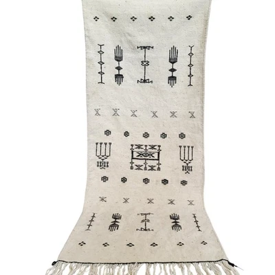 Moroccan Wool Rug Handmade Rug Berber Tribal Art Azilal Boujaad Rug Kilim Carpet - Image 1 of 4