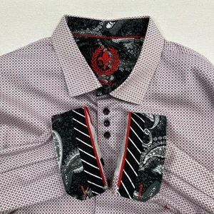 Au Noir 3XL (7) Designer Shirt w/ Flip Cuff Paisley Accents - Bild 1 von 10
