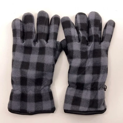 Guantes de invierno de vellón con patrón a cuadros grises negros S-M Foto 1 de 4