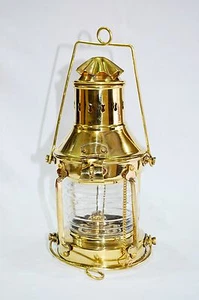 Nautical Ship Oil Lamp Antique Shiny Brass Hanging Oil Lantern Home Decorative - Picture 1 of 5