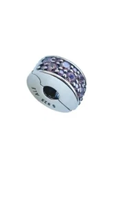 Pandora Charm Clip Rosafarbener Pavé-Glanz 925 Silber 791817PCZ Neu - Bild 1 von 13