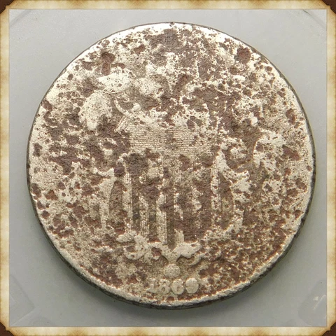 1869 Shield Nickel  "Actual Coin Pictured" Cover