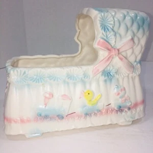VINTAGE NAPCO NAPCOWARE JAPAN SANKYO KINDERZIMMER KRIPPE MUSIKBOX PFLANZER 6066 ROSA BLAU - Bild 1 von 11