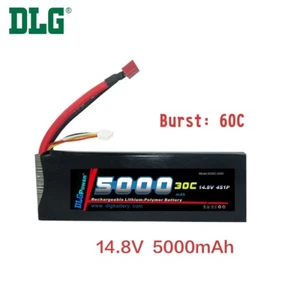 🔥🔥DLG RC Battery 14.8V 4S 30C 5000mAh Burst 60C Li-Po LiPo Dean's T plug🔥🔥 - Picture 1 of 4