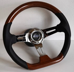 Steering Wheel fits for Ford Wood Flat Bottom Sport Escort XR4 XR 4 1986-1992' - Picture 1 of 9