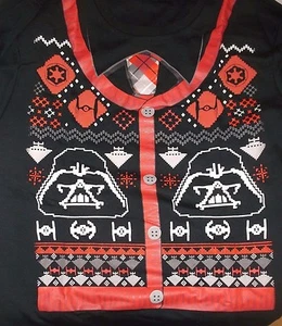 STAR WARS UGLY CHRISTMAS X-MAS SWEATER SWEAT ST DARTH VADER BLACK NEW XL X-LARGE - Picture 1 of 4