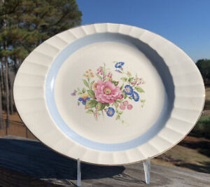 "The Cronin China Co. Minerva, Ohio Oval Serving Platter 11.25” X 9.125” Flowers