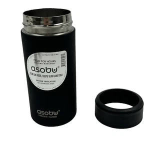 Asobu Slim Can Kuzie Vacuum Insulated Koozie 12 oz Stainless Black Coozie. - Picture 1 of 4
