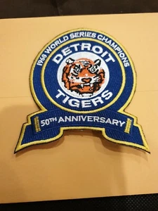 DETROIT TIGERS 50TH ANNIVERSARY EMBROIDERED IRON ON PATCH 3.5” X 3.25” - Picture 1 of 1