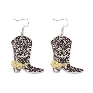 Fashion Rose Flower Boot Shape Earrings Unique Ear Jewelry Alloy Texture - Picture 1 of 8