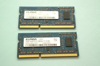 USED Elpida 4GB (2 x 2GB) 1Rx8 PC3-12800S-11-10-B2 DDR3 Memory from Macbook Pro - Image 1 of 2