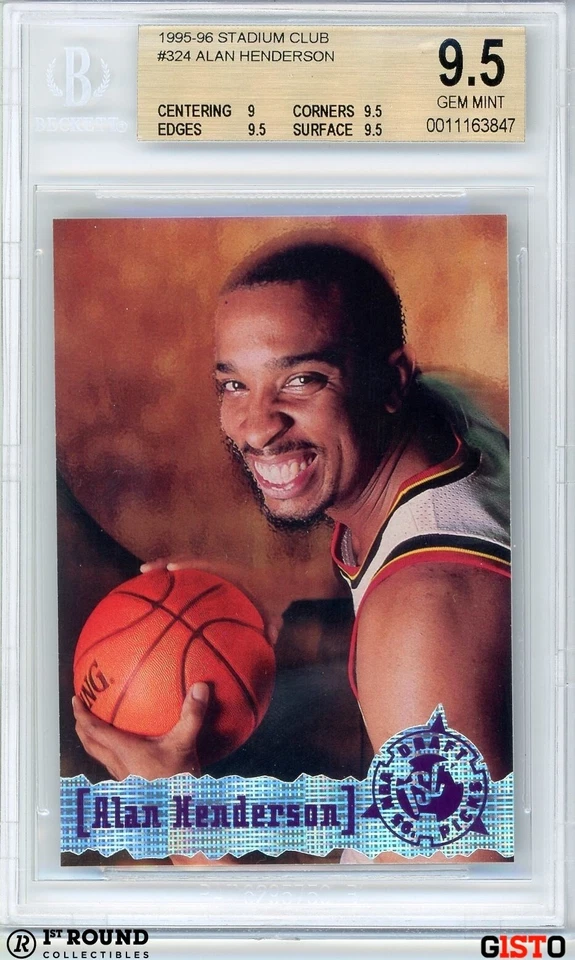POP 1: Alan Henderson RC BGS 9.5: 1995-96 Stadium Club Rookie Card Gisto #324 - Image 1 of 3
