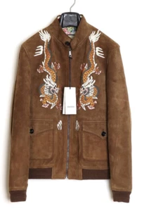 GUCCI Dragon-embroidery Suede Bomber Jacket 2017AW Dragon-embroidery Men's 48 - Picture 1 of 10