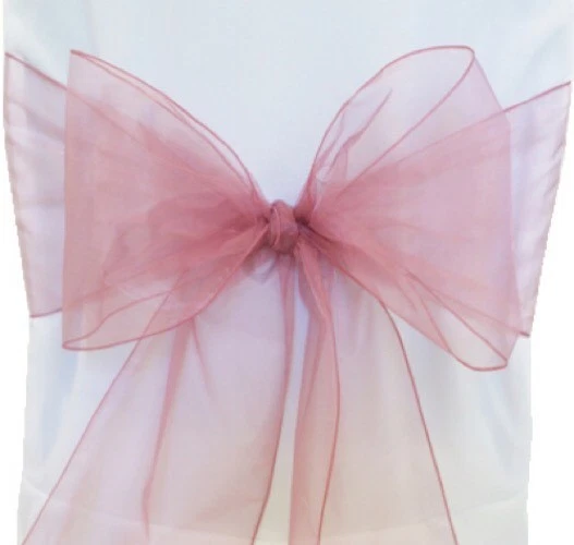 50 x пыльный розовый органза стул пояса галстук-бабочка свадьбы банкета вечеринки церемонии декор - Изображение 1 из 4