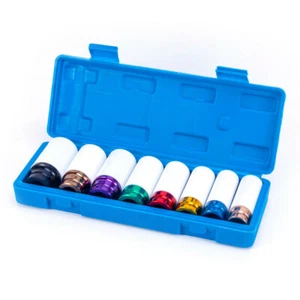 8pcs Drive Wheel Protector Impact Socket Set Lug Nut Socket Set 1/2'' Nylon - Picture 1 of 8