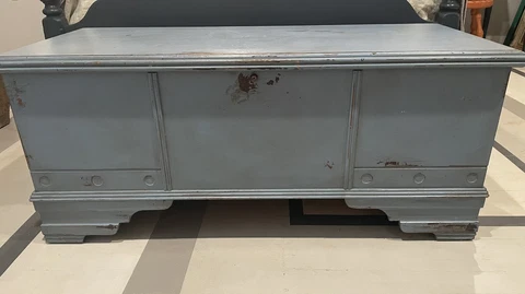 Caswell Runyan Cedar Chest, Painted Distressed Blue Gray, Great Used Condition Cover
