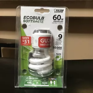 Feit Electric ECOBULB Soft White 60 Watt uses 13 W GU24 Twist Lock Base 9 Year! - Picture 1 of 2
