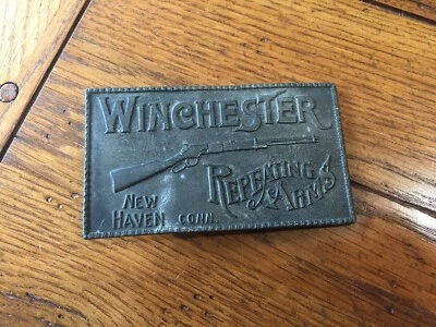 NEW HAVEN CONN WINCHESTER REPEATING ARMS BRASS BELT BUCKLE LEWIS BUCKLES RIFLE  - Image 1 of 4
