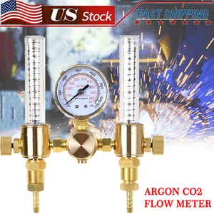 Dual Output Argon Regulator Flowmeter Flow Meter Mig Tig 0-60SCFH CGA580 Inlet - Picture 1 of 11