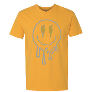 Drippy Smiley Unisex T shirt Melted smile Face Lightning bolt Good Vibes Only