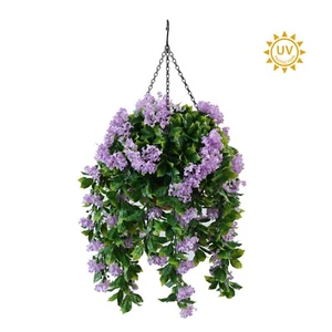 Hanging Basket Pair Artificial Lilac UV Protected Purple 16" - Picture 1 of 3