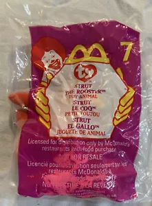 Ty Teenie Beanie Baby STRUT the ROOSTER #7 1999 McDonald's Happy Meal nuovo con scatola - Foto 1 di 2