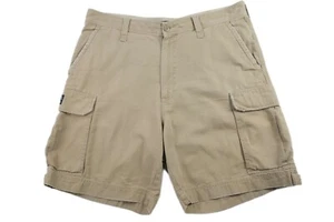Express Mens Cotton Solid Beige Cargo Khaki Shorts Size 38 - Picture 1 of 10