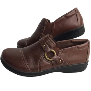 Clarks Collection Brown Loafers Womens 6.5 Side Buckle Flats Bootie - Picture 1 of 12