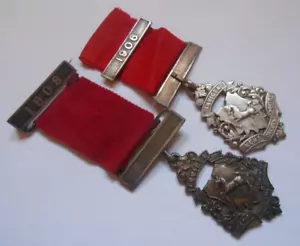 pair of Kent education committee silver school attendance medals 1906 1908 - Picture 1 of 6