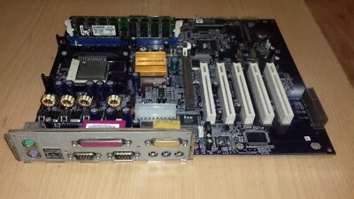 RETROGAMING ELITE GROUP 478 SOCKET P4VXAD MOTHERBOARD + RAM +CPU + IO SHIELD - Image 1 of 4
