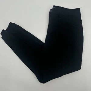 Susan Graver Jeans Women 14 Black Denim Skinny Leg Flat Front High Rise Slim Fit - Picture 1 of 11