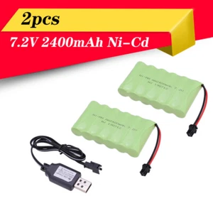 2 X 7,2 V 2400 mAh Nimh AA Batterie Pack Wiederaufladbare SM-2 P Stecker Akkus - Picture 1 of 10