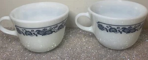 VTG New Old Pyrex  Corelle Old Town Blue Onion Milk Glass Coffee Mugs Set of 2 - Picture 1 of 12