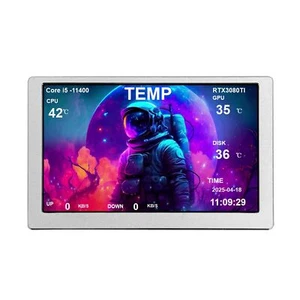 5in White PC Case Monitor USB Port Built in Picture Video Theme CPU GPU Temp - Photo 1/9