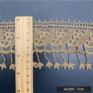 1Yd Gold Thread Tassels Lace Fringe Lace Trim Ribbon DIY Costume Curtains Decor - Picture 1 of 10