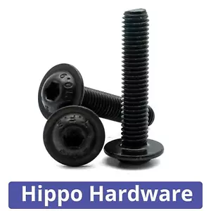 Black Flanged Button Head Screw Allen Bolt Plain 10.9 High Tensile Steel - Picture 1 of 7