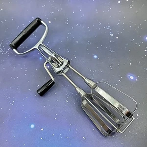 Vtg Hand Mixer Egg Beater Black Handle Stainless Steel Kitchen Utensil USA Ecko - Picture 1 of 11